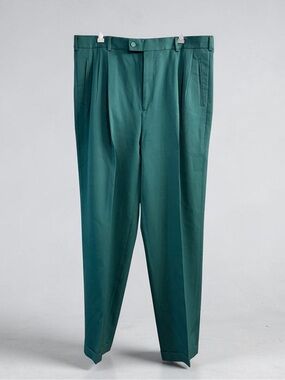 Vtg Alberto Cellini Men’s 38x32 Green Trousers  High-Rise Wool Pants - Australia